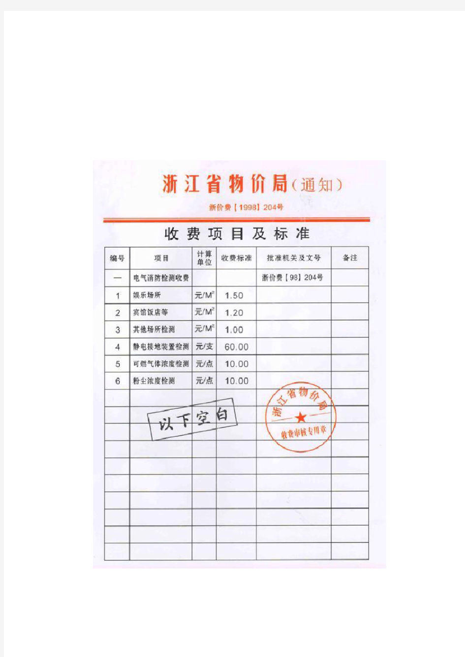 浙江省消防检测收费标准