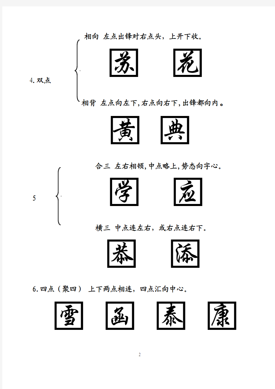 行楷基本笔画的写法点