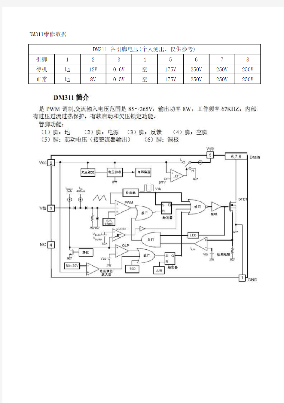 DM311 待机、正常工作电压、原理图