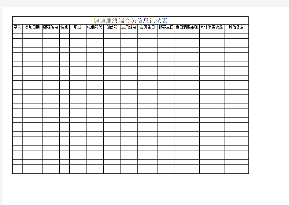 会员信息记录表