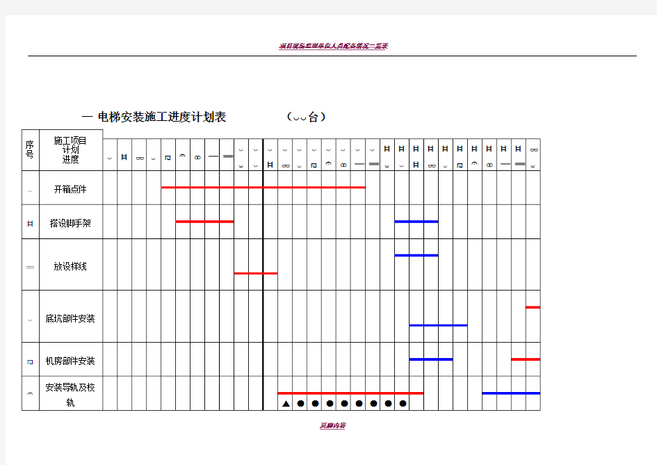 项目电梯安装施工进度计划表