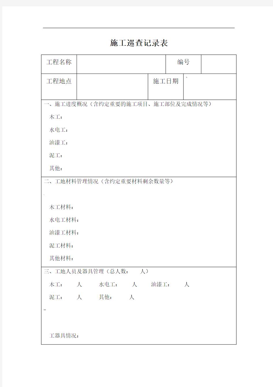 施工巡查记录表