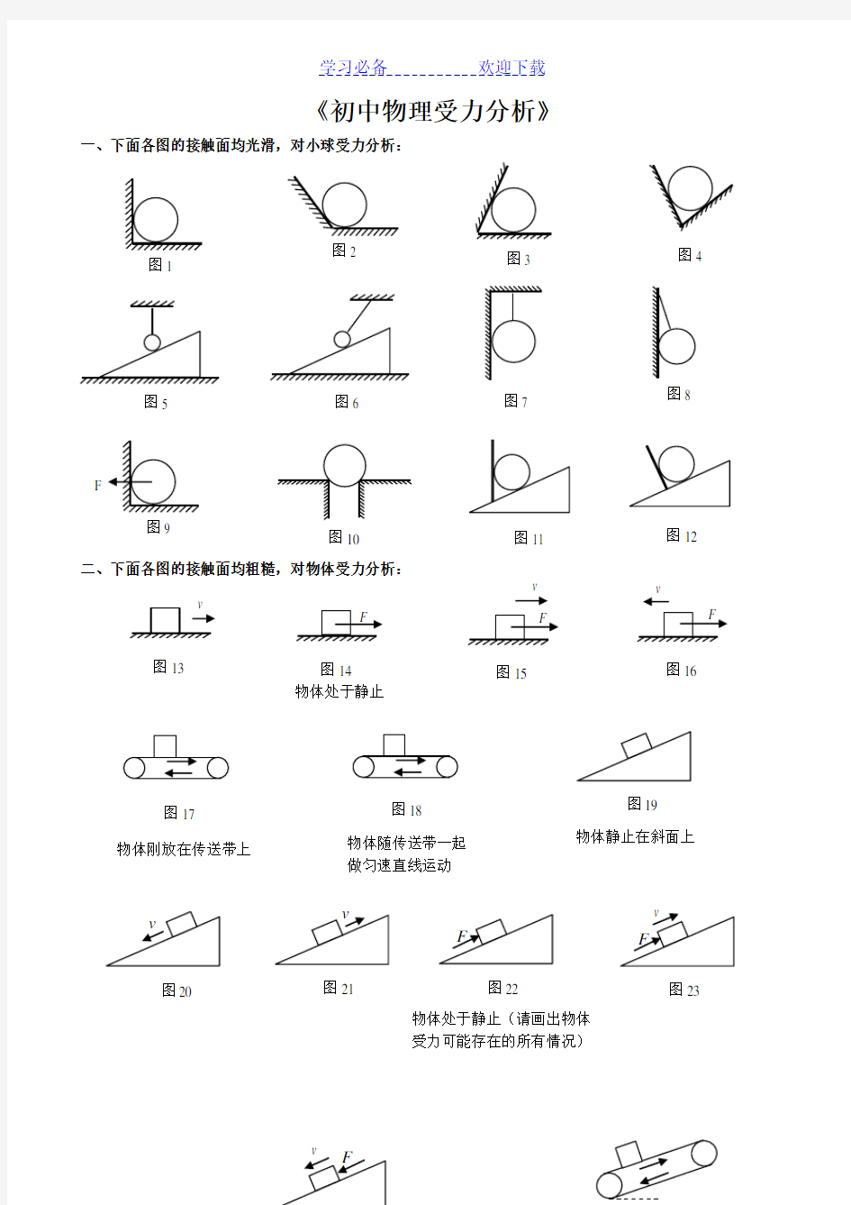 《初中物理受力分析》汇总