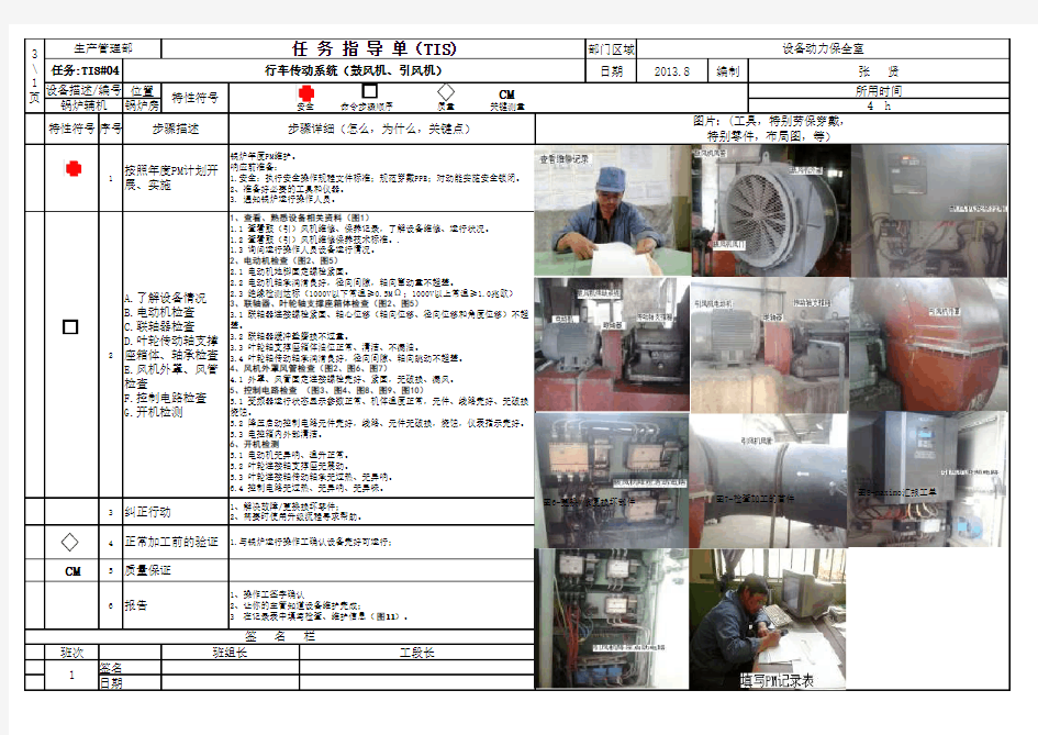 任务指导单(TIS)锅炉送风系统