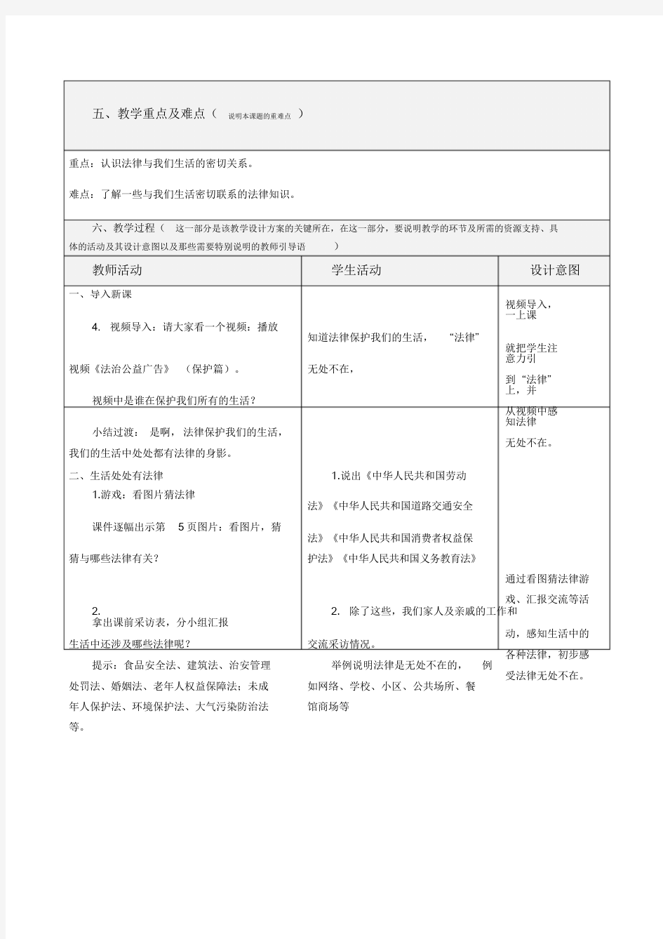 1感受生活中的法律(第二课时)