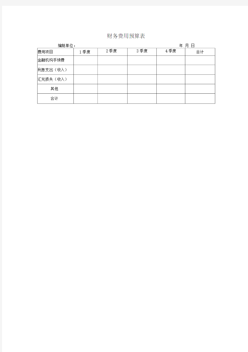 某公司财务费用预算表