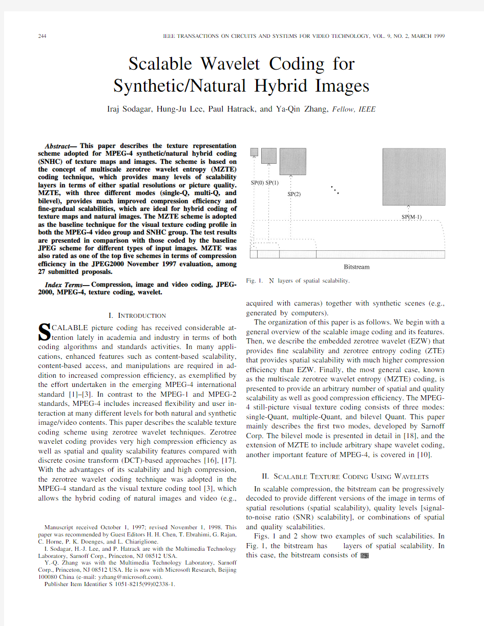 Scalable Wavelet Coding for SyntheticNatural Hybrid Images