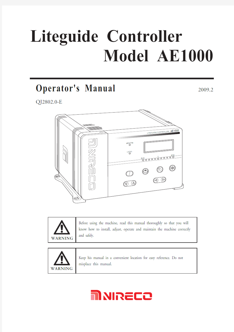日本nireco AE1000纠偏控制器说明
