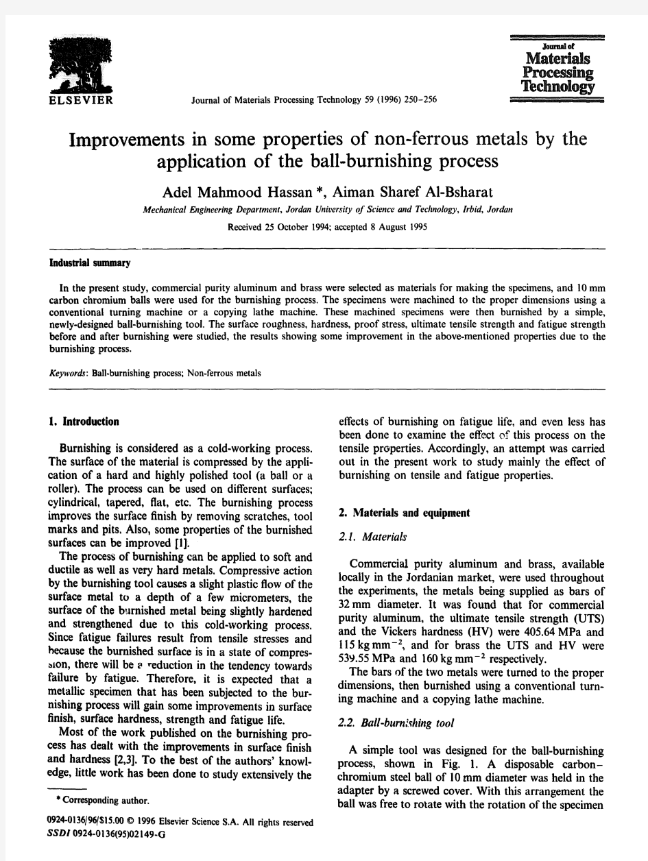 Improvements properties of non-ferrous metals by the application of the ball-burnishing process