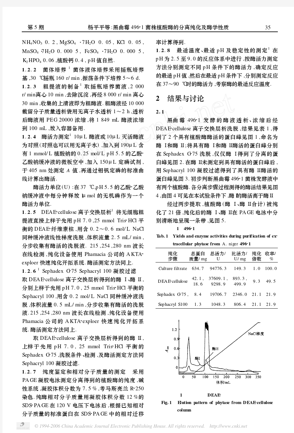 黑曲霉49621 菌株植酸酶的分离纯化及酶学性质