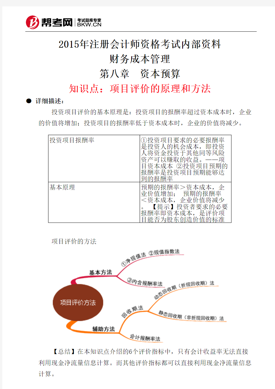 第八章 资本预算-项目评价的原理和方法