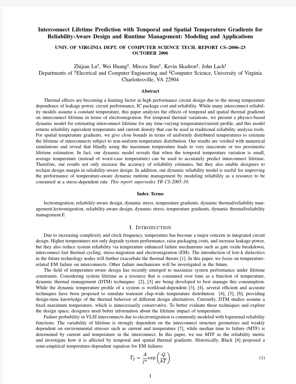 Interconnect lifetime prediction with temporal and spatial temperature gradients for reliab