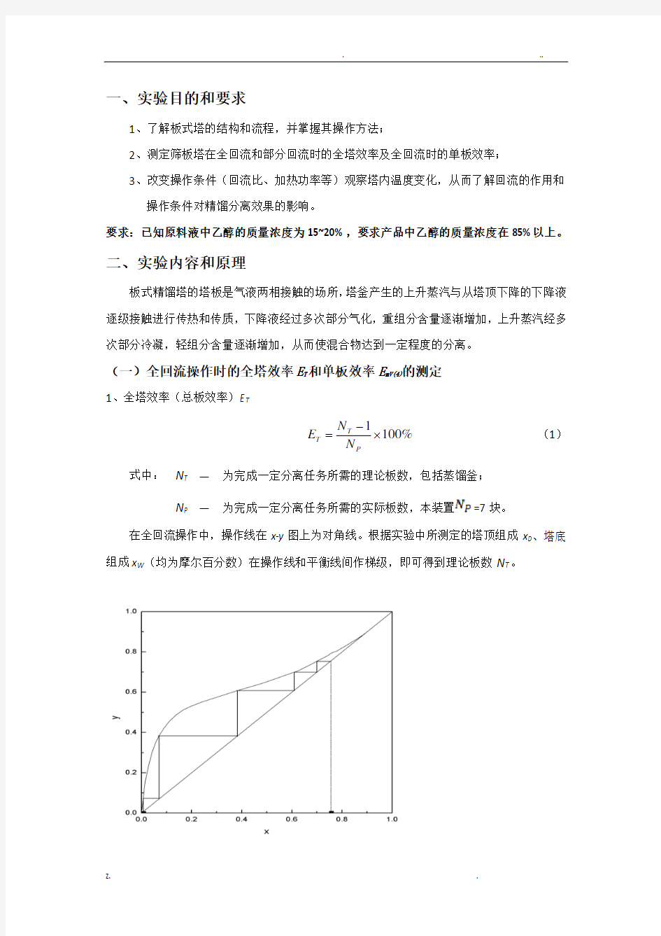 精馏实验报告