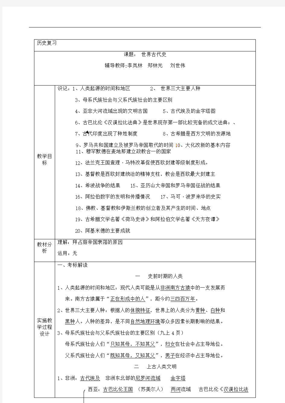 [初中历史]2017年中考历史复习教案(31套)-通用