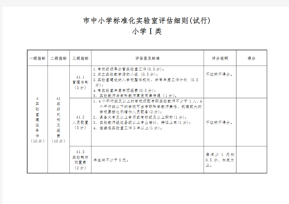 标准实验室评分细则