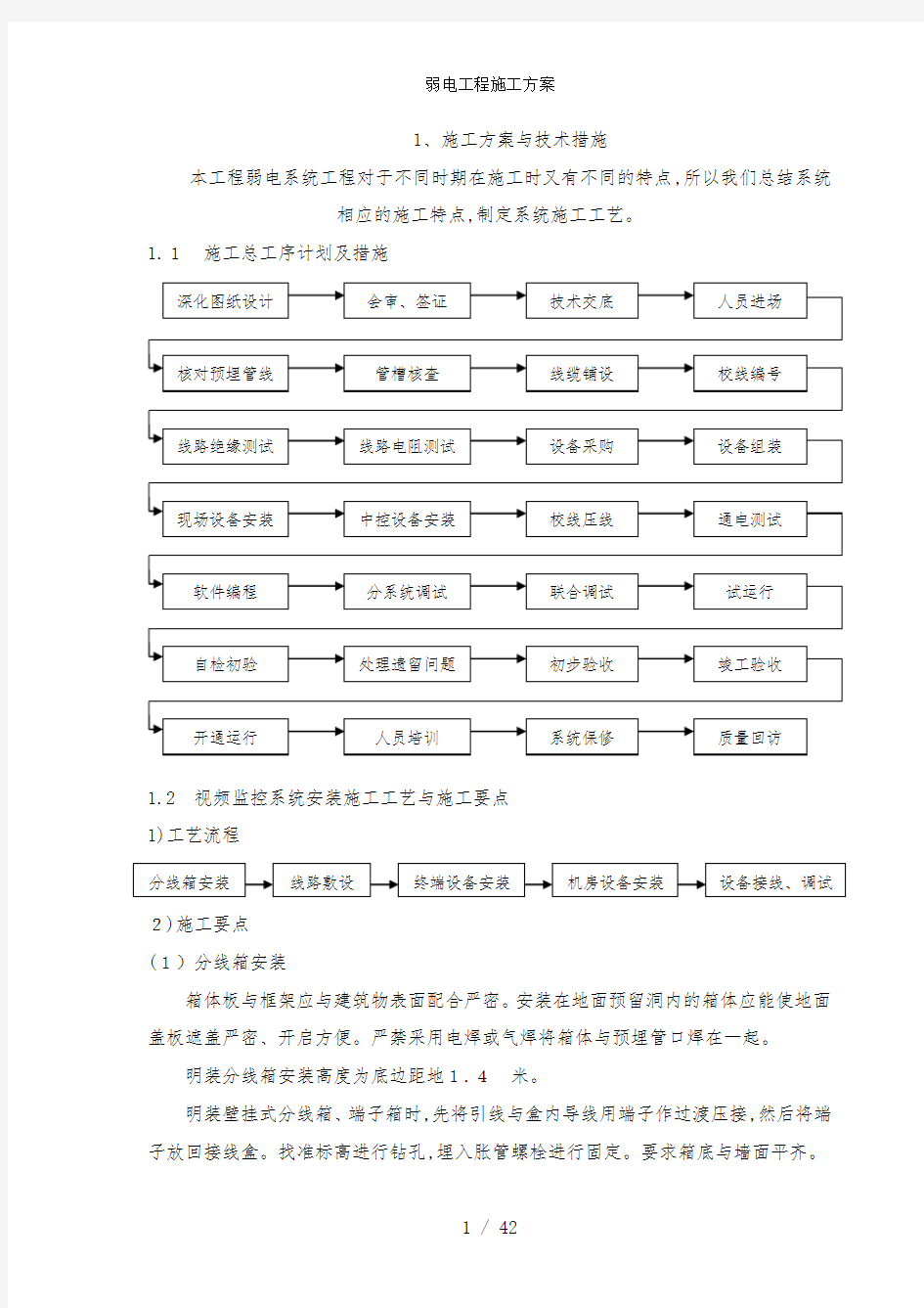 弱电工程施工方案