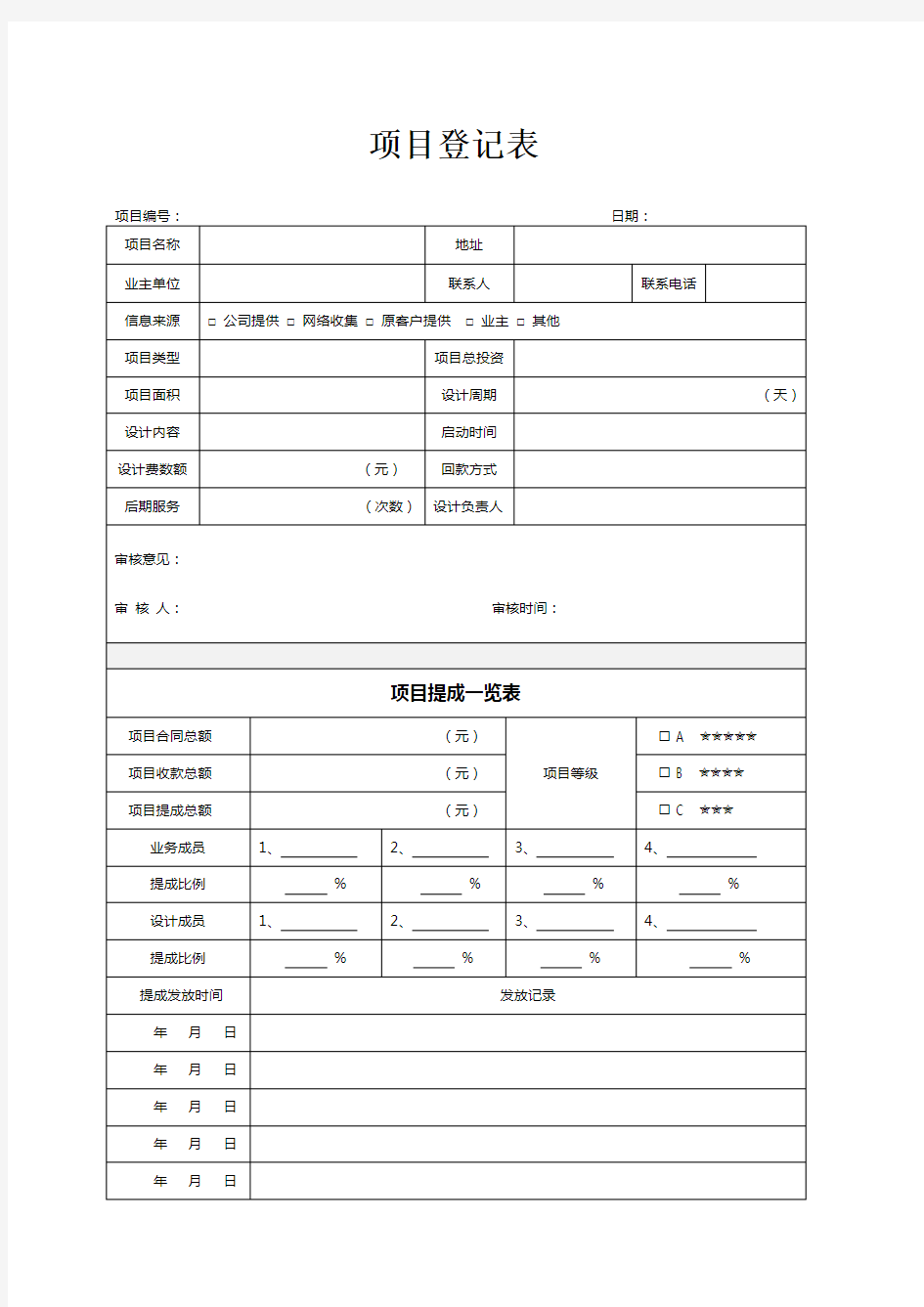 项目登记表 - 副本