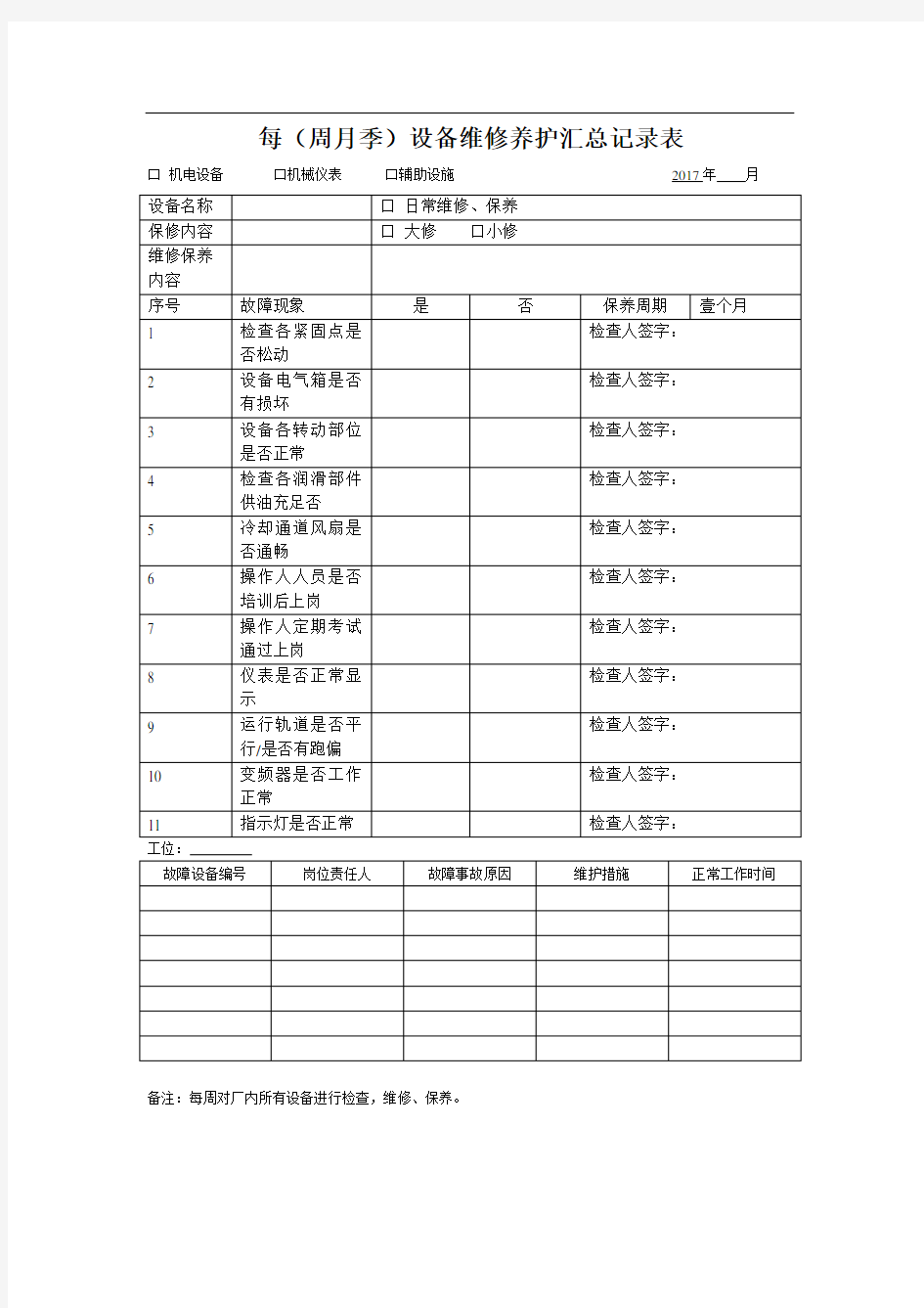 设备维修保养记录表76860