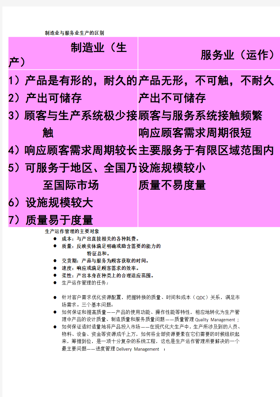 制造业与服务业生产的区别