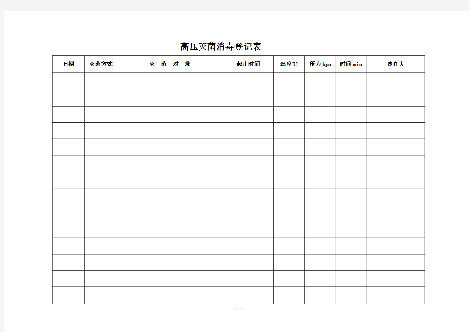 高压消毒灭菌记录表