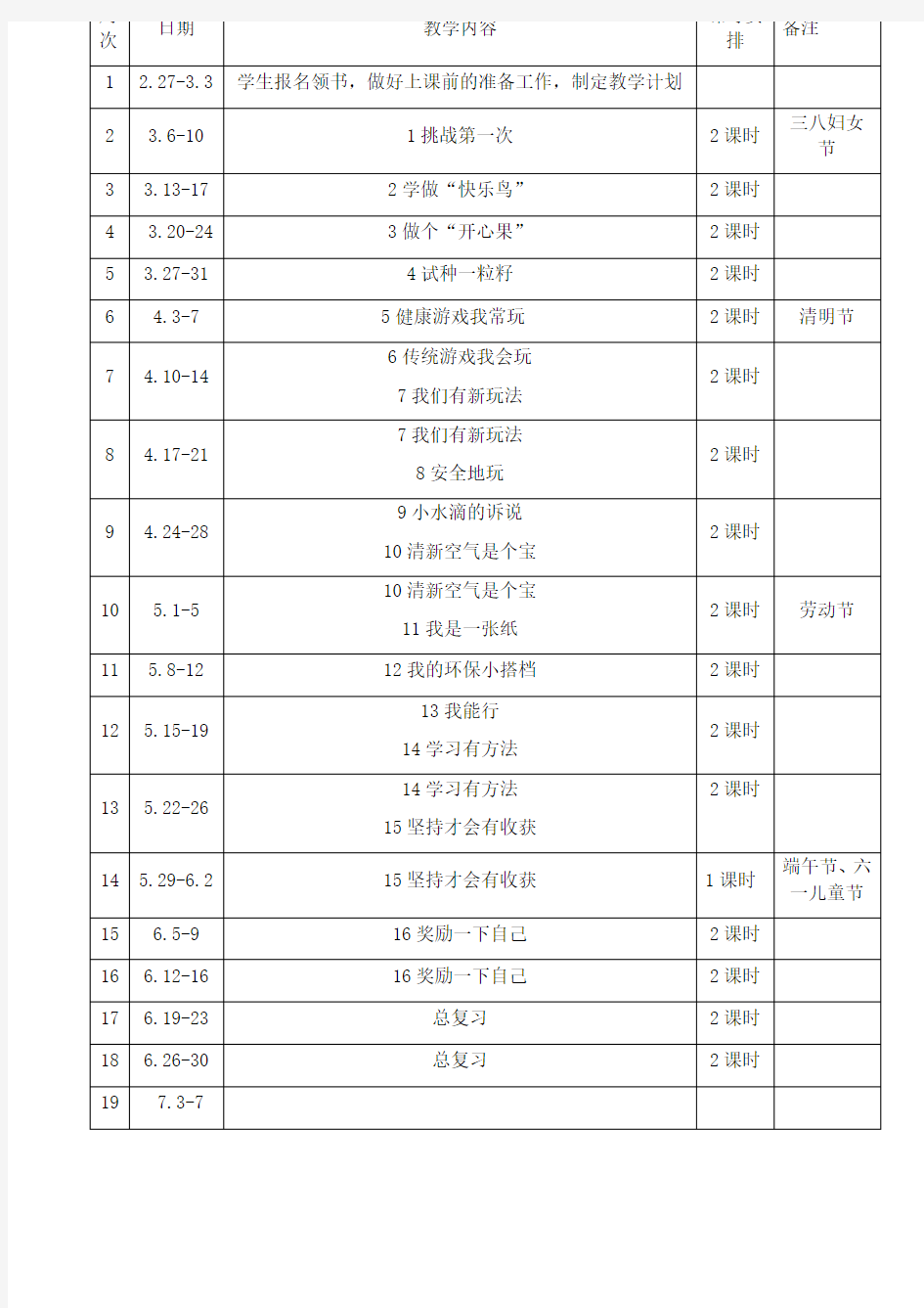 部编版二年级下册道德与法治全册教案