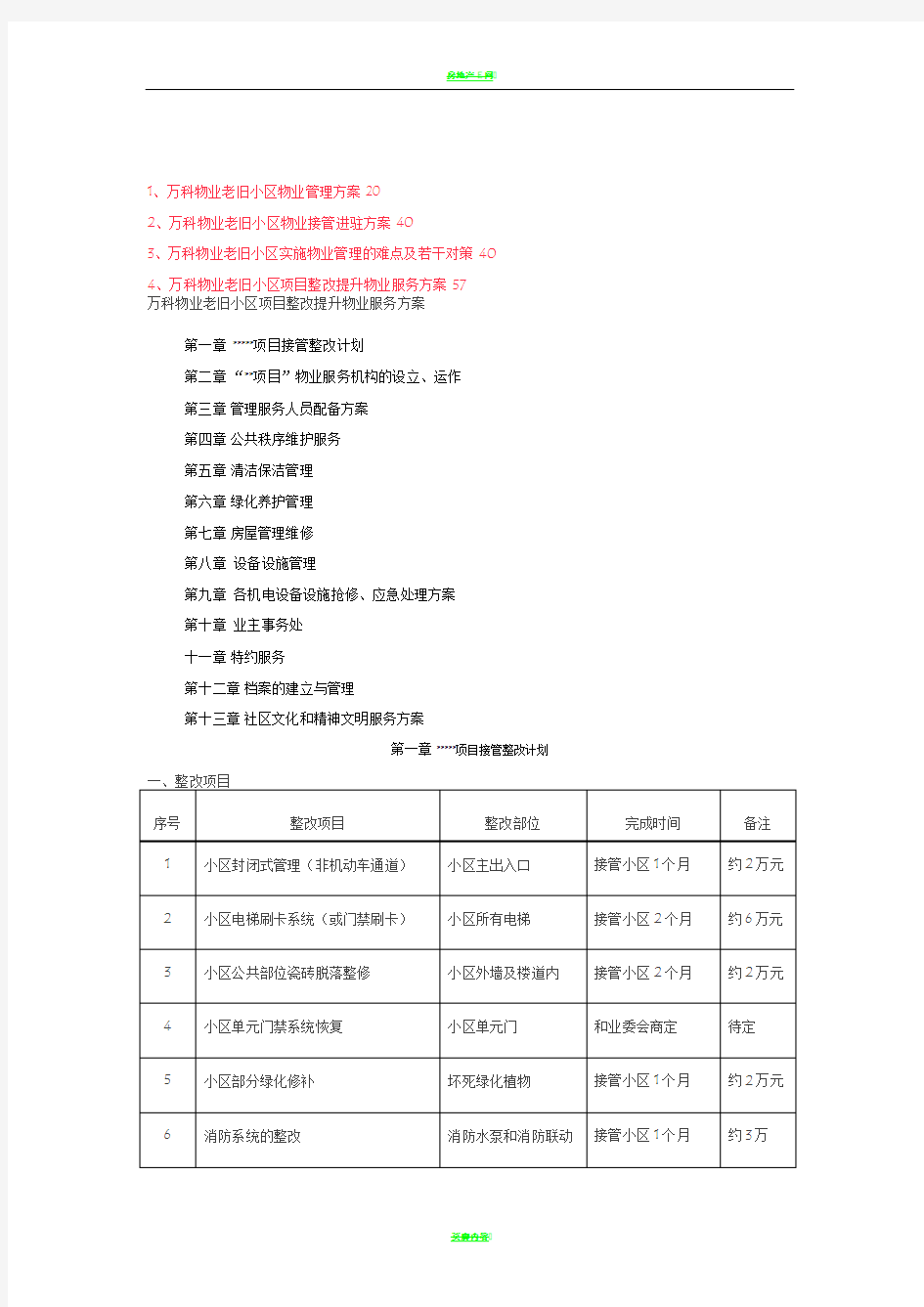 万科物业管理方案