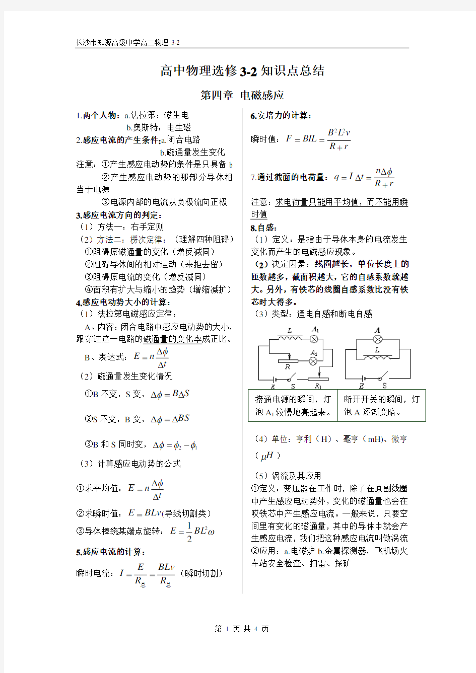 高中物理选修3-2知识点总结 (1)