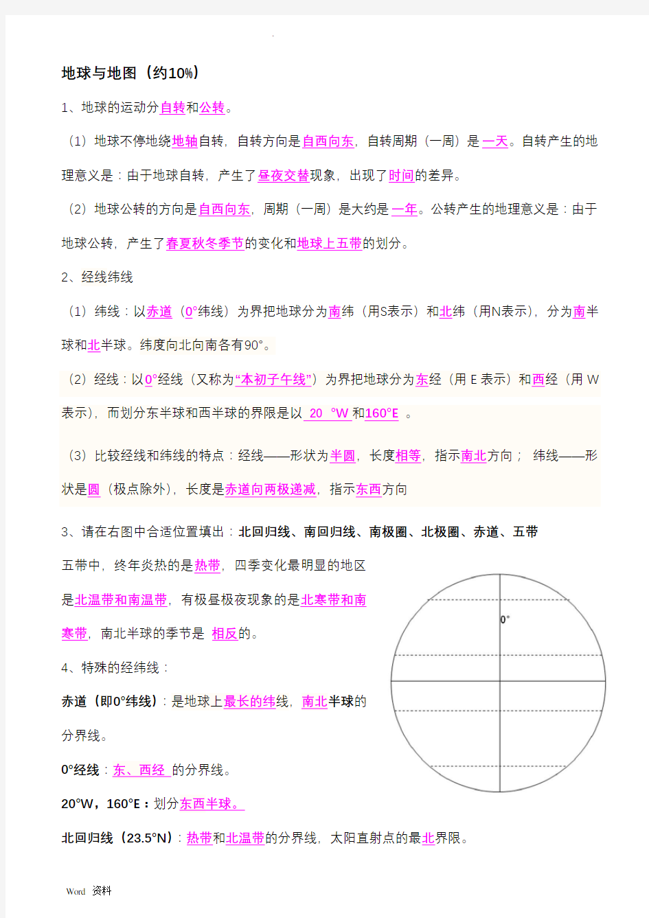 初中地理会考复习资料全