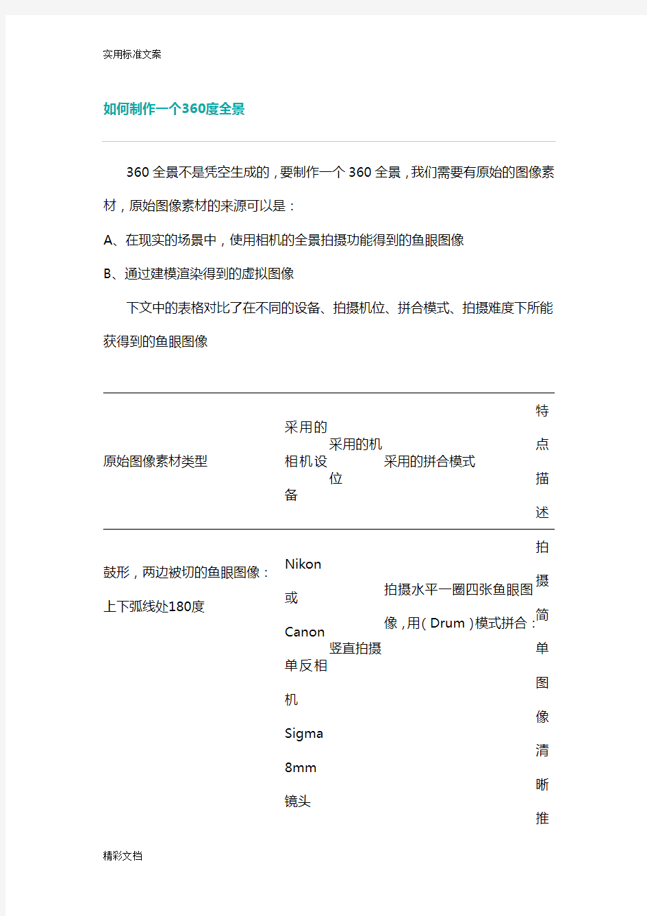 360全景生成方法