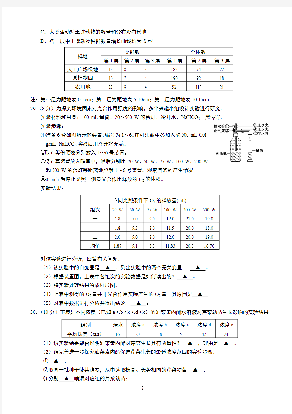 2015年1月襄阳市普通高中调研统一测试生物试题