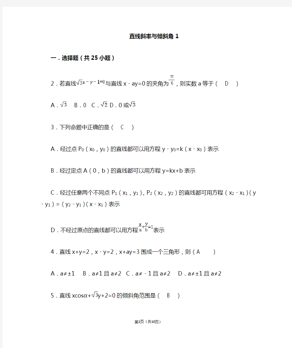 直线斜率与倾斜角