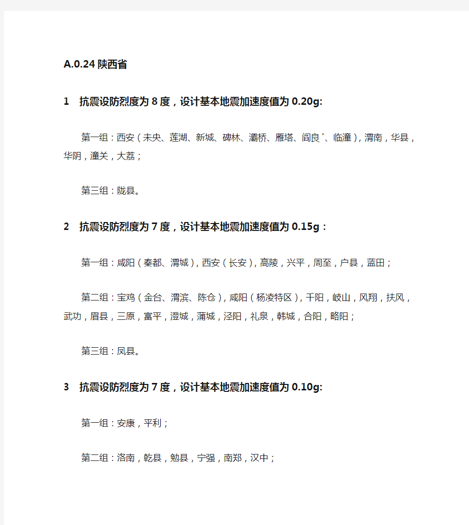 抗震设防烈度表