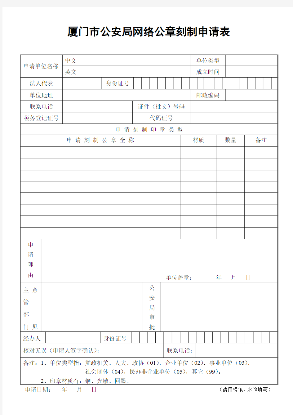 厦门市企业更换公章附件一