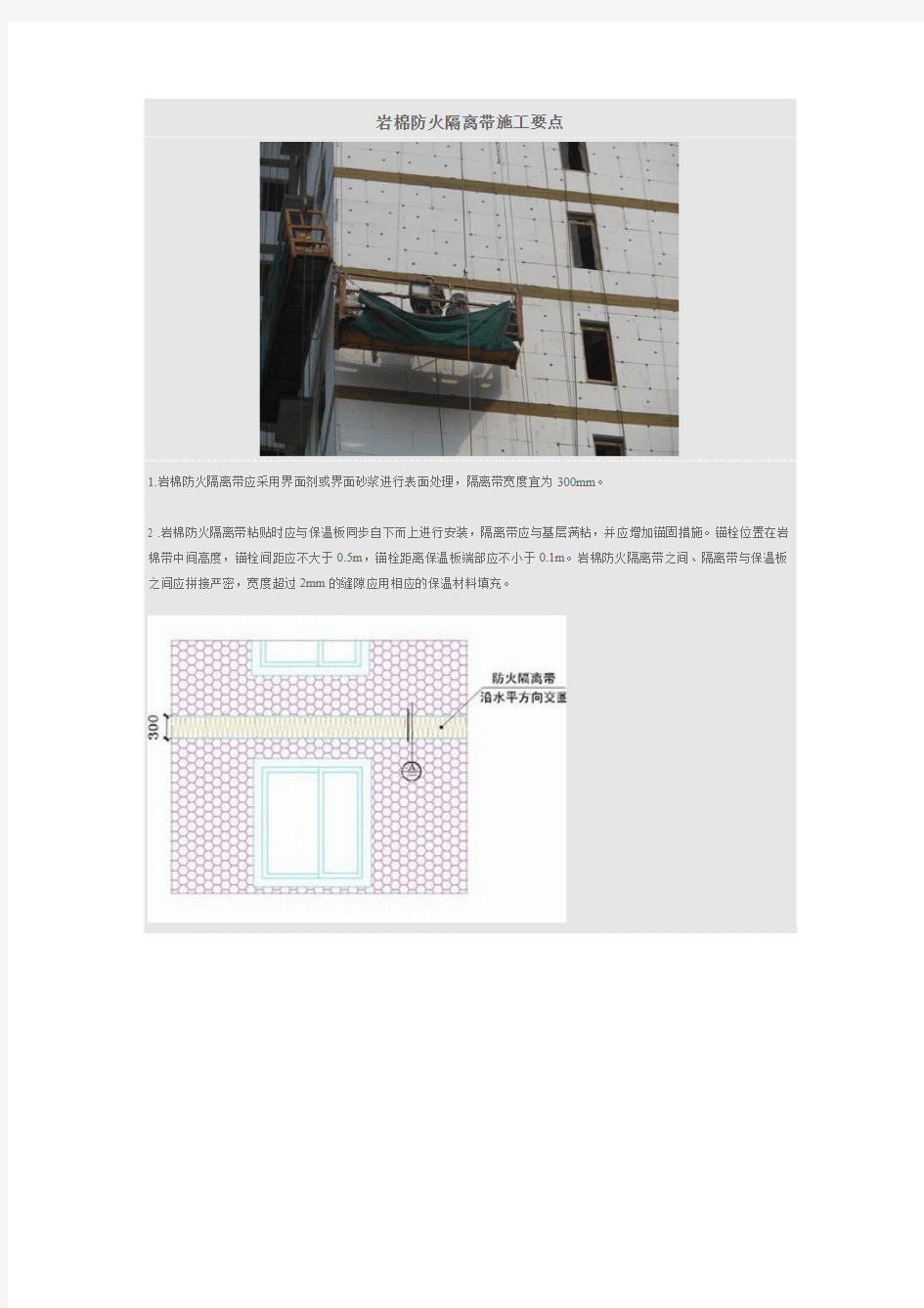 岩棉防火隔离带施工技术