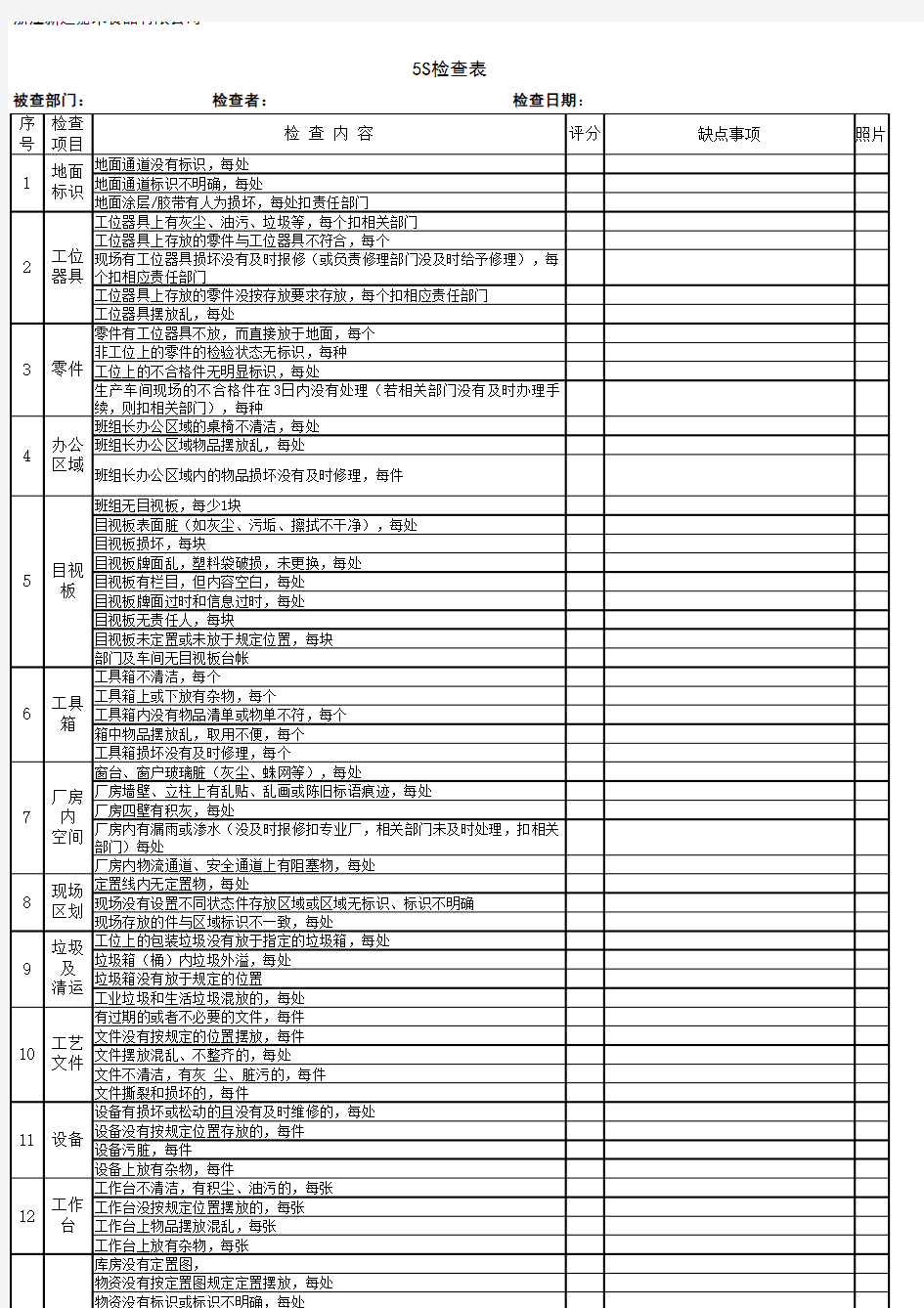 5s查检表