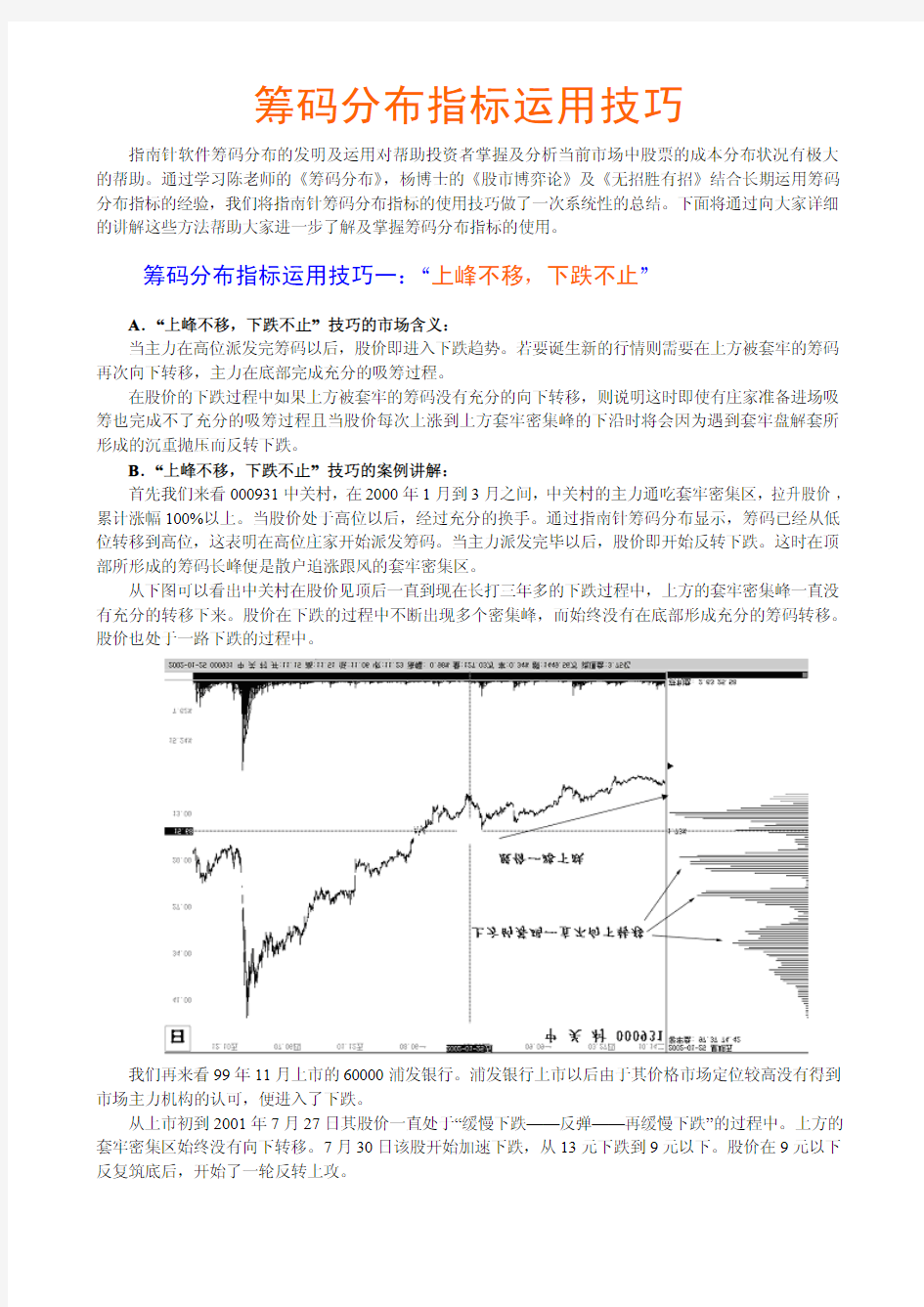 筹码分布指标运用技巧