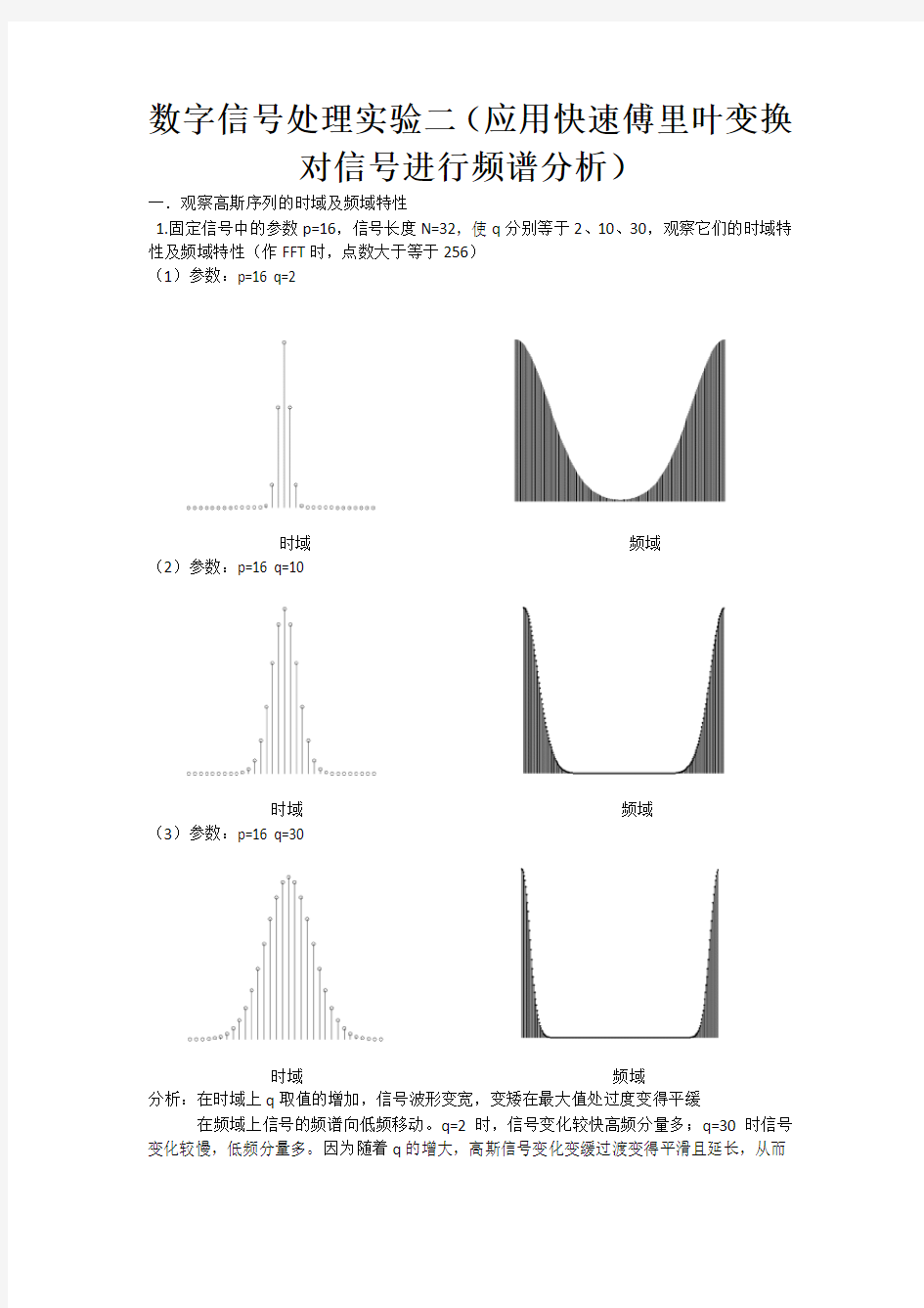 数字信号处理实验二(应用快速傅里叶变换对信号进行频谱分析)