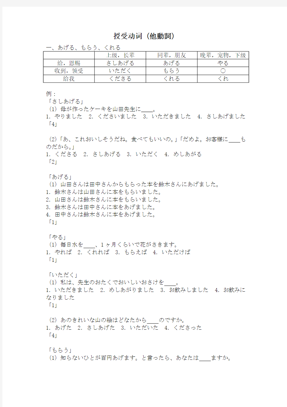 授受关系-日语