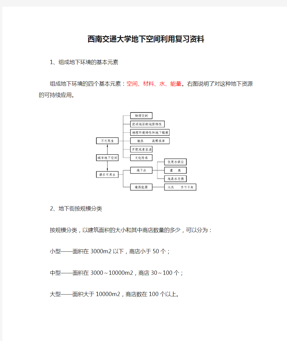 2017年西南交通大学地下空间利用复习资料