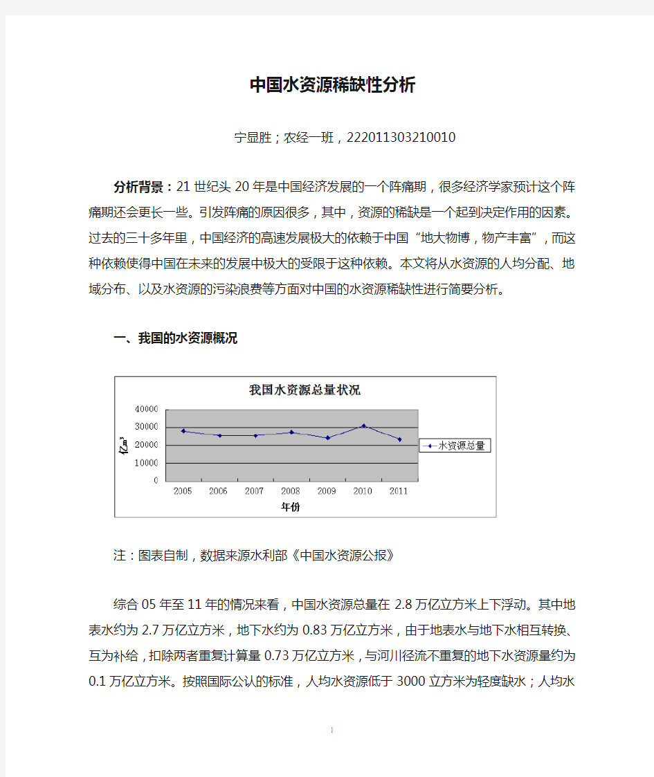 (完整版)中国水资源稀缺性分析