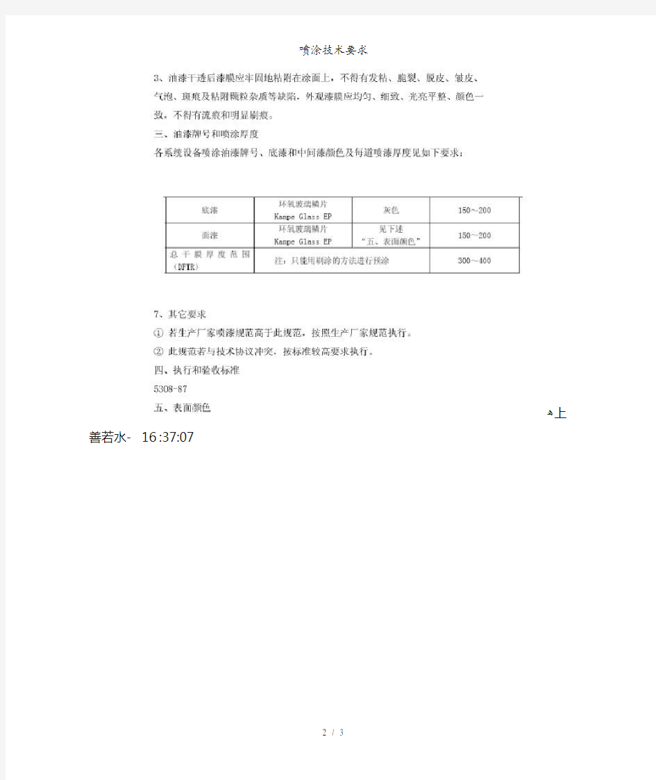 喷涂技术要求