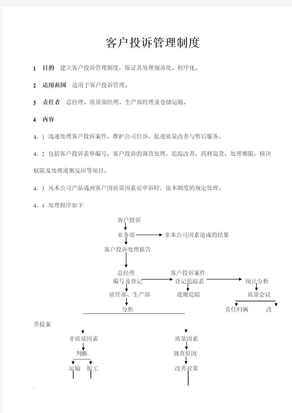 客户投诉管理制度(最新版)