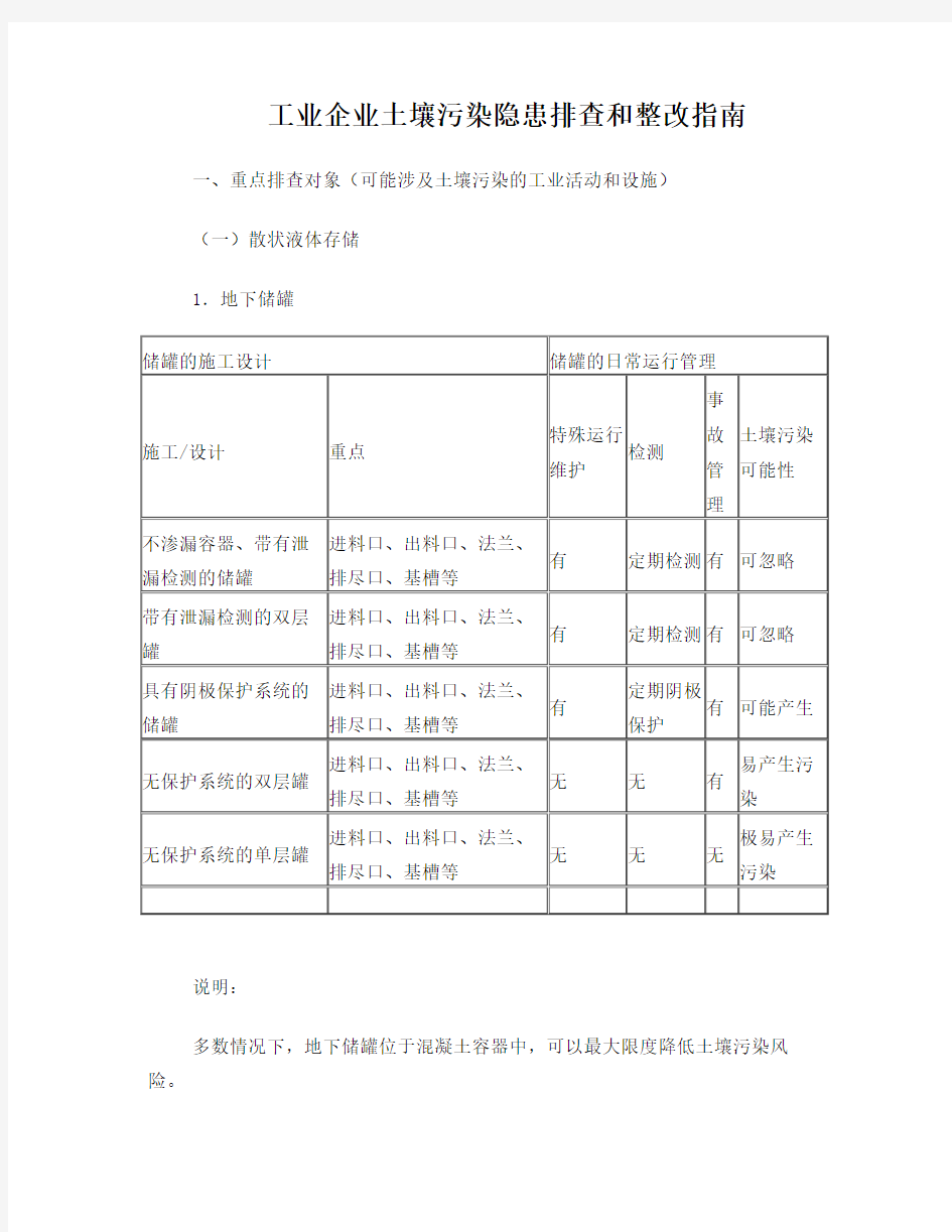 工业企业土壤污染隐患排查和整改指南