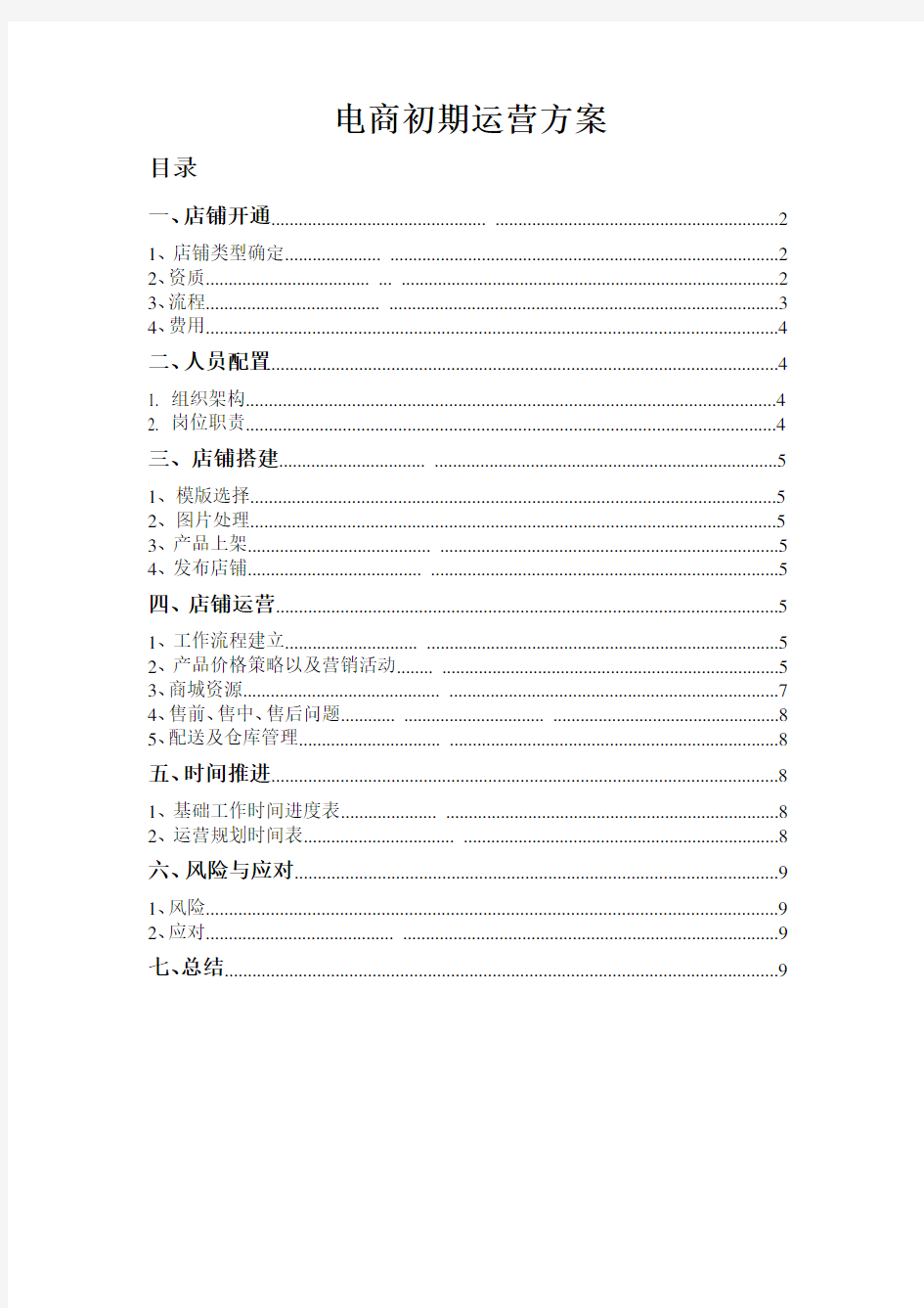 (完整word)电商初期运营方案