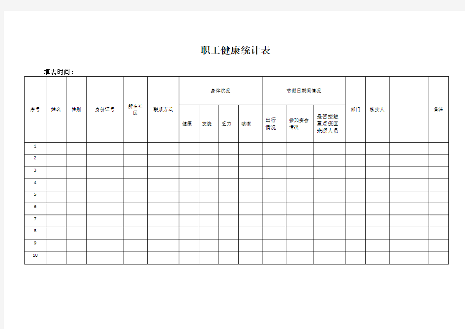 防疫台账表格大全