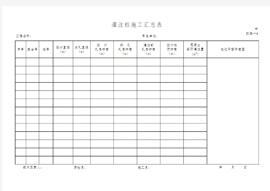 灌注桩汇总表