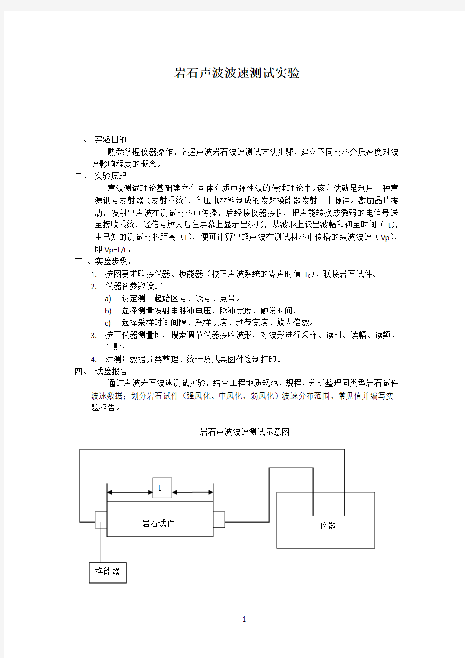 岩石声波波速测试实验