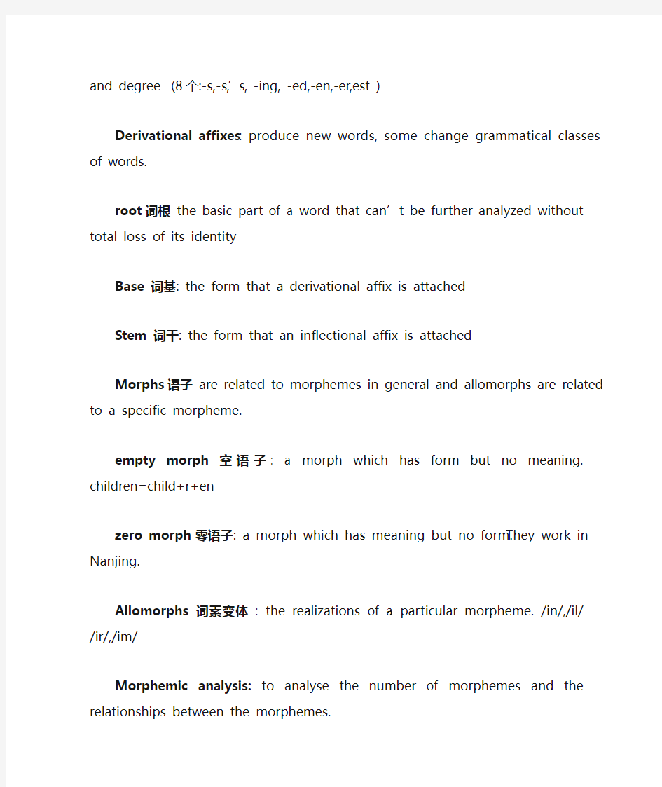 英语语言学概论 Chapter5 Morphology(词法)