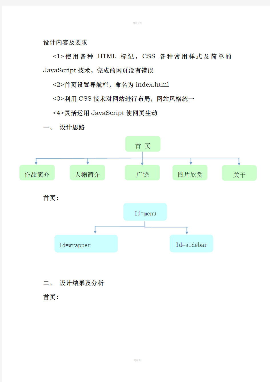 web简单网页课程设计报告