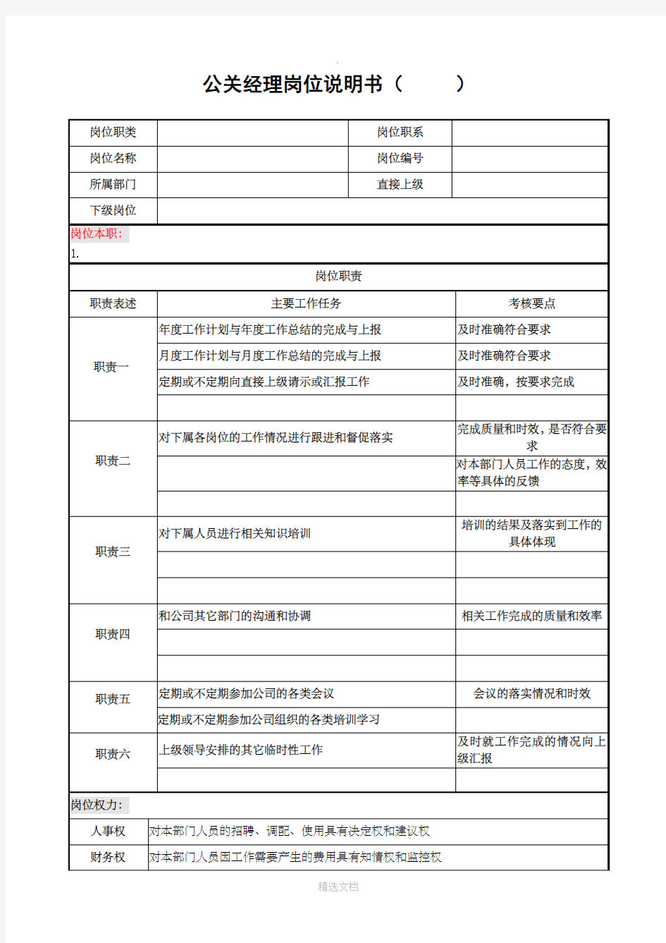 岗位说明书面试提纲面试评价表